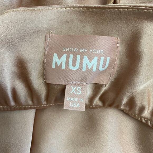 Show Me Your Mumu Diane Bodysuit In Rose‎ Gold Luxe Satin Womens Size XS - Picture 2 of 8